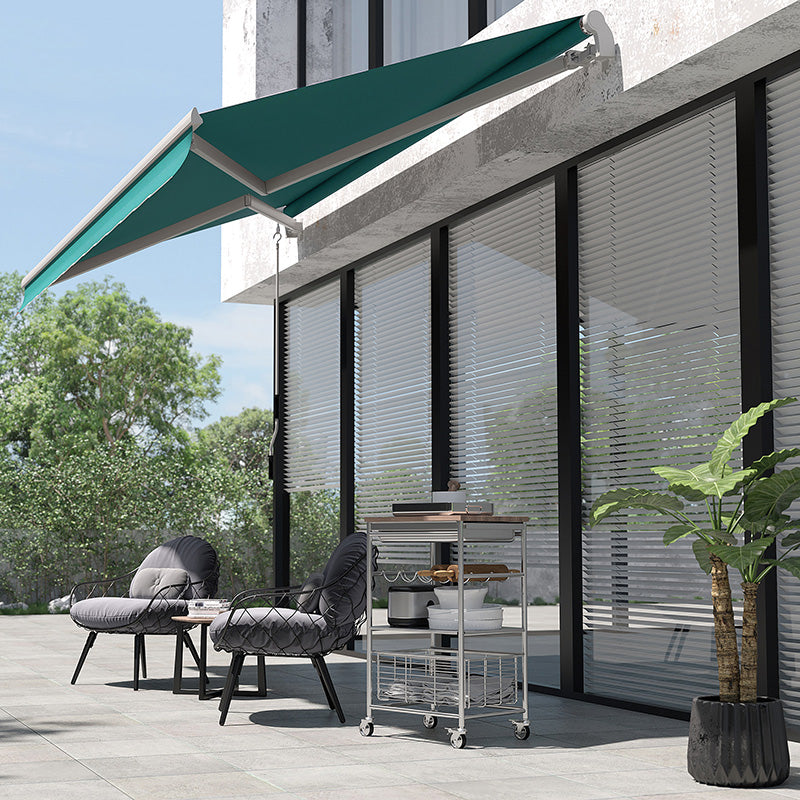 Retractable Patio Awning - UV & Water-Resistant Green Shade