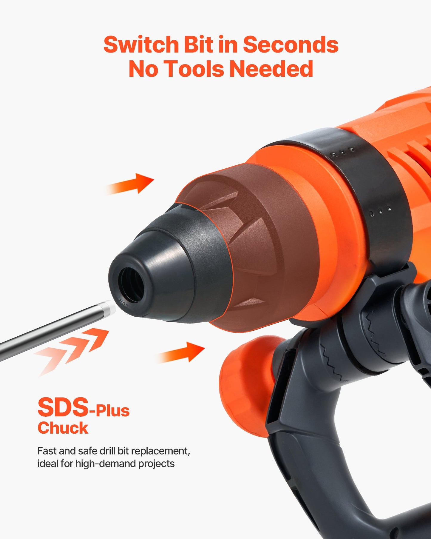 Corded Rotary Hammer Drill Kit 2 Inch 1600W with 3 Modes - MultiColor