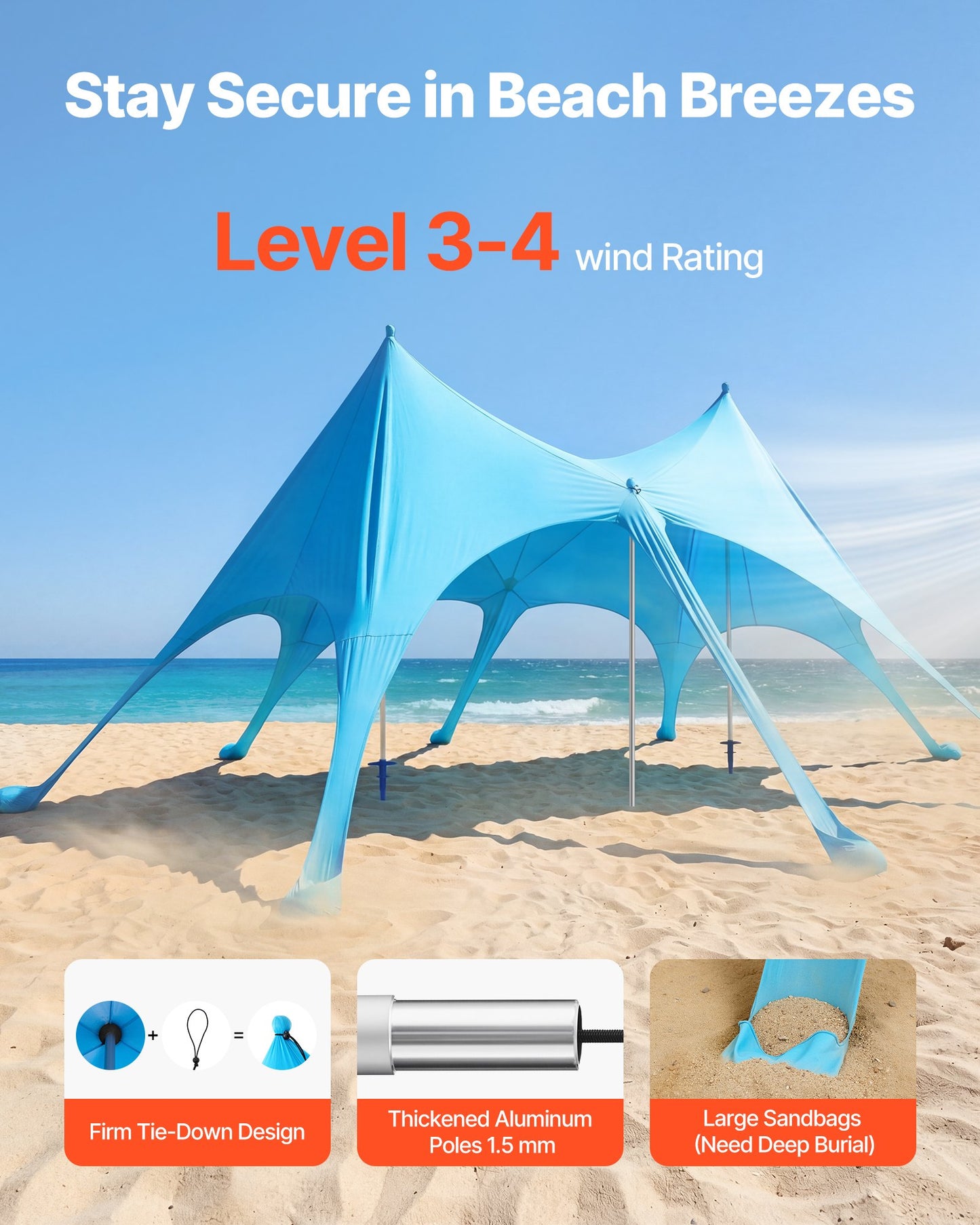 Large Beach Tent Sun Shelter with UPF 50+ Protection, 20x13 ft, Pop-Up Canopy with Sandbags & Poles, Portable Shade for Family Outdoor Activities