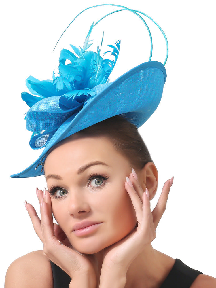Dome Top Hat with Feathers - Women's Hair Clip