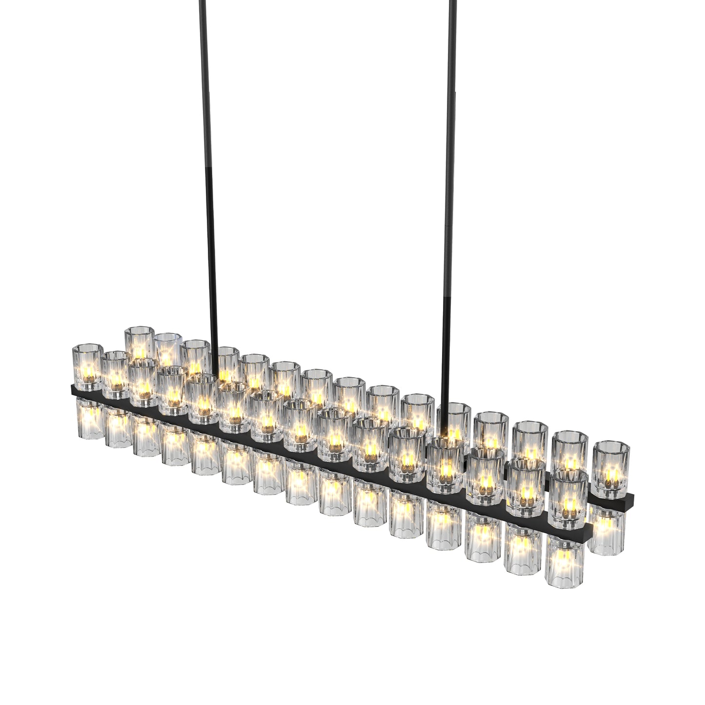 Luxurious Crystal Chandelier with Black Frame - Adjustable Height