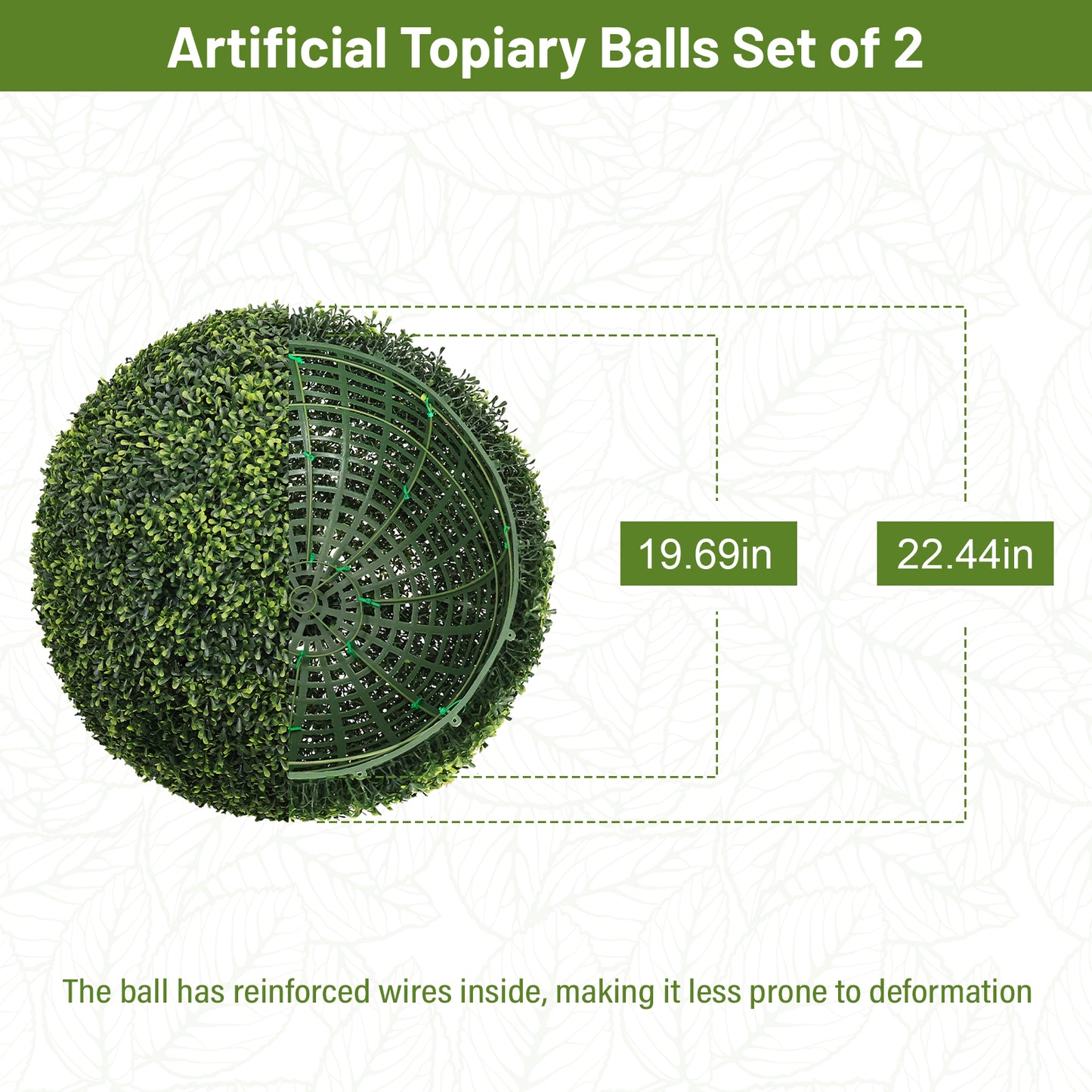 22.4-Inch Artificial Boxwood Topiary Balls - 2pcs Set