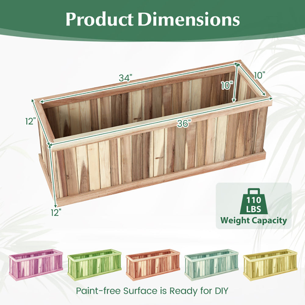 Natural Acacia Wood Raised Garden Bed Planter Box - 36" x 12"