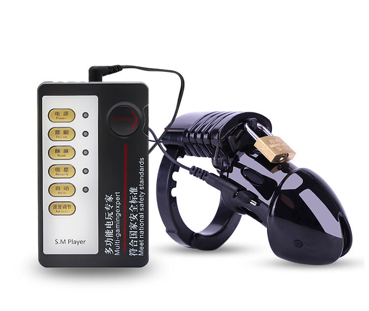Electric Shock Chastity Cage for Men Adjustable Snap Ring Adult Wellness