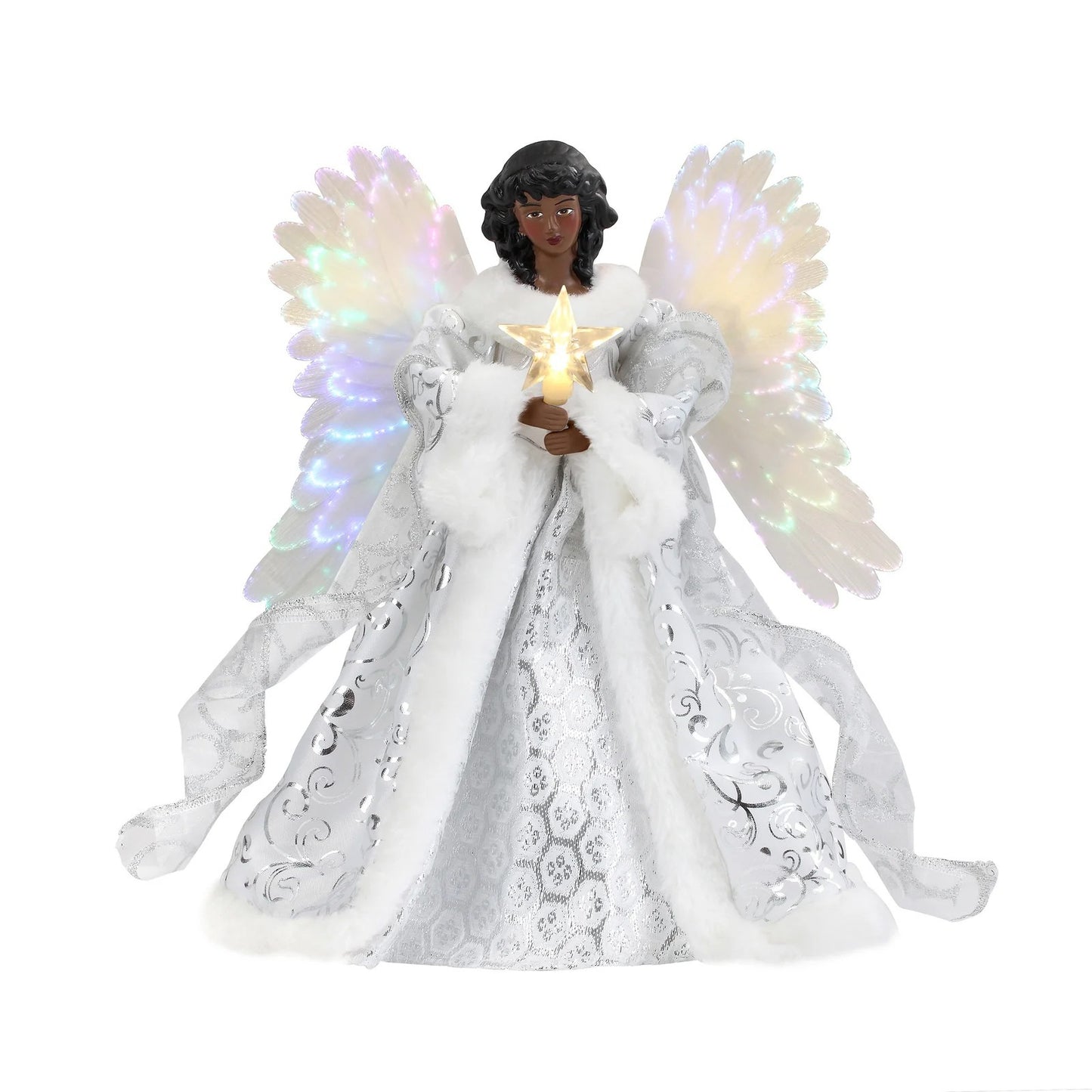 Christmas Tree Top Decoration Angel Doll with LED Glow - Gold, 25x20cm