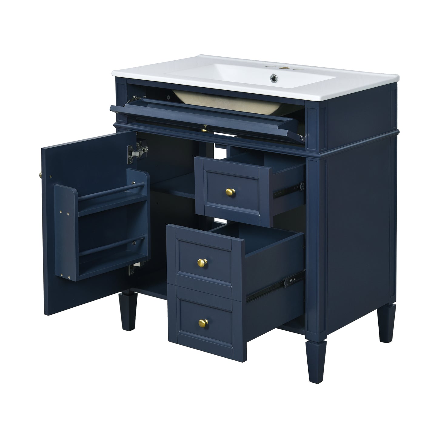 30'' Blue Modern Bathroom Vanity with Sink & Storage Cabinet