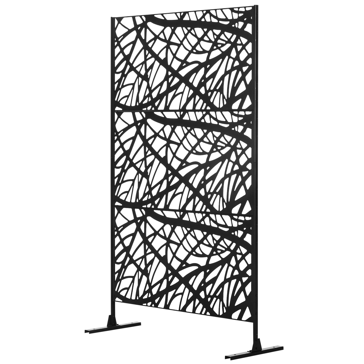 Outdoor Privacy Screen with Twisted Branch Motif - 6.5FT Black Panel