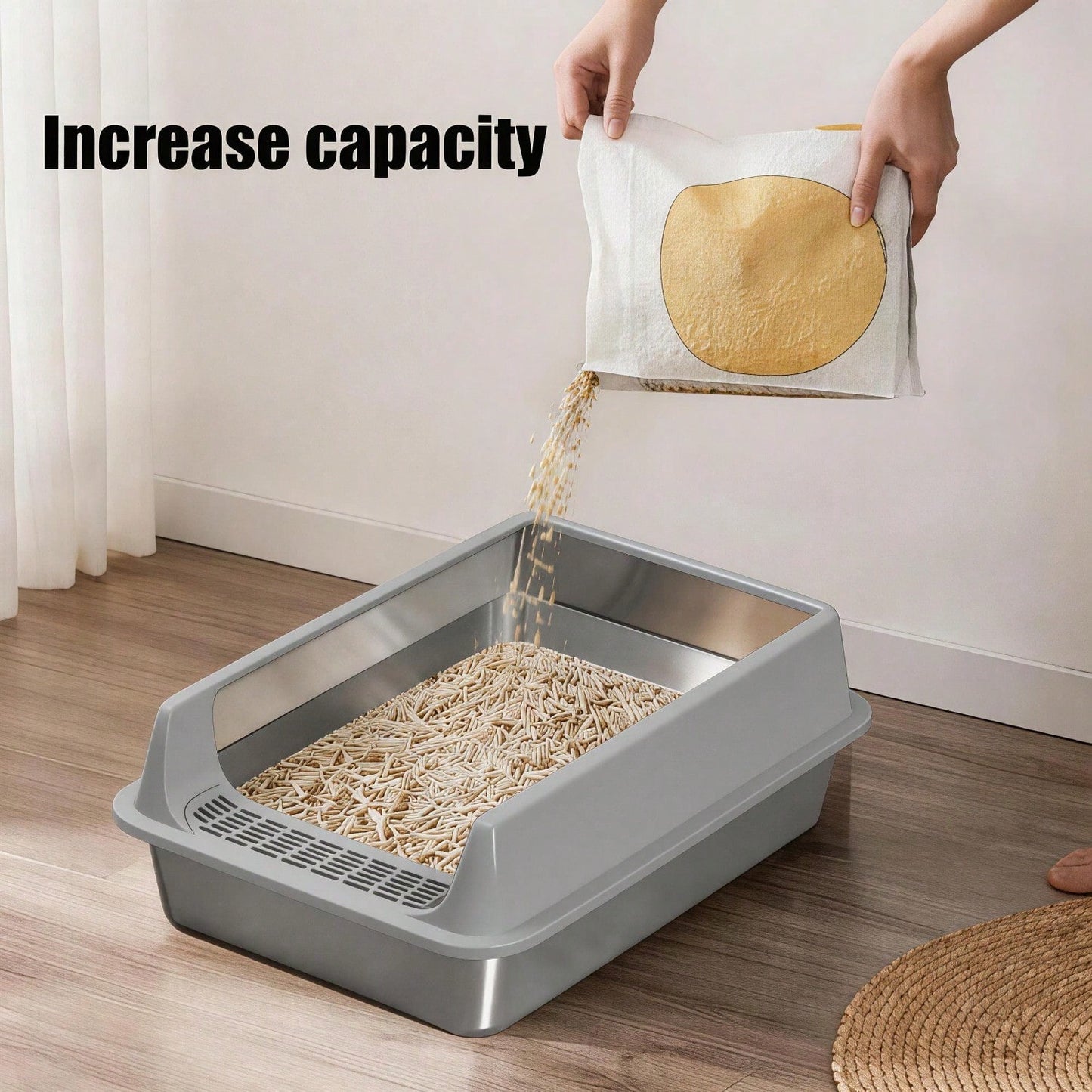 Stainless Steel Cat Litter Box Large Open Top Anti Splash & Odor Resistant