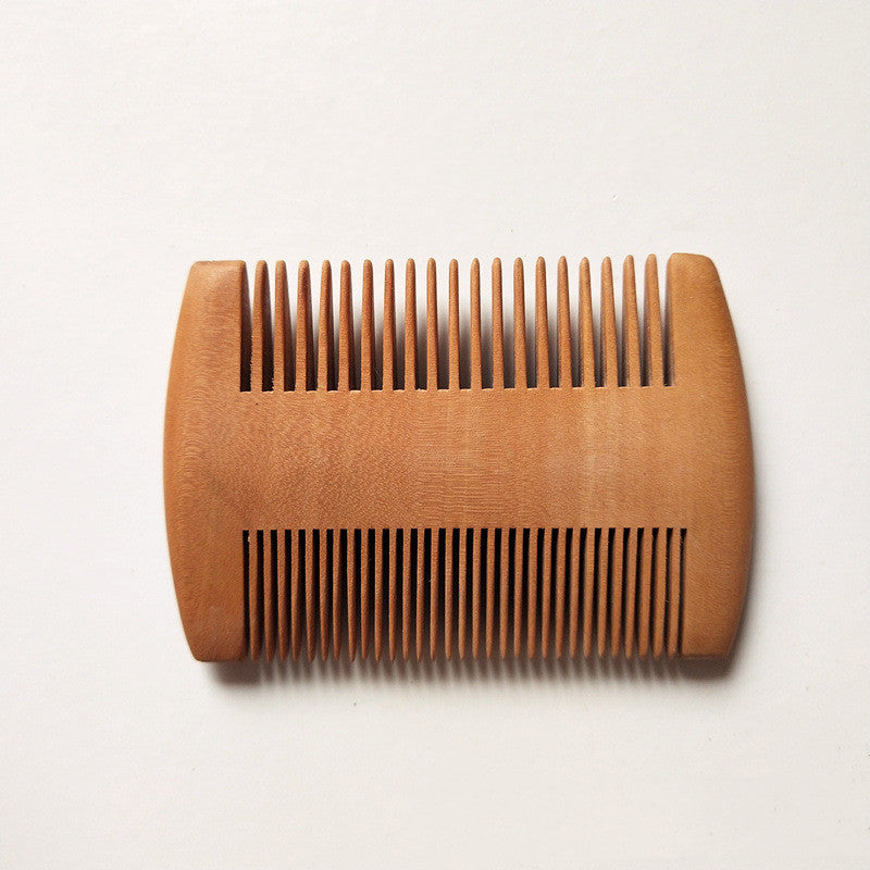 Double-Sided Wooden Comb - Peach & Beech Hair & Beard Comb