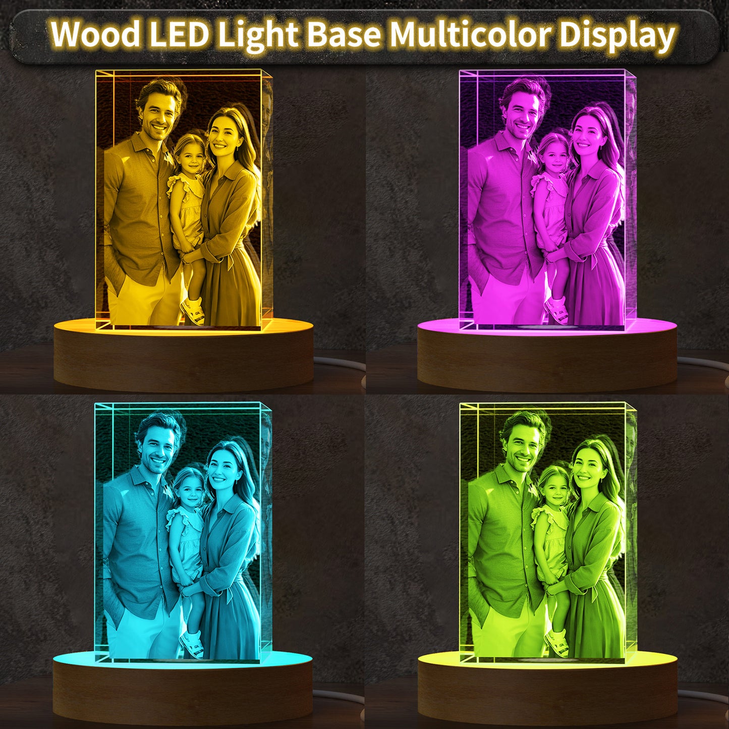 Personalized 3D Crystal Photo Cube - Custom Engraved Keepsake