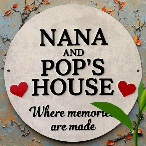 Vintage Nana & Grandpa 2D Flat Print Circular Wall Sign - 7.8 Inch