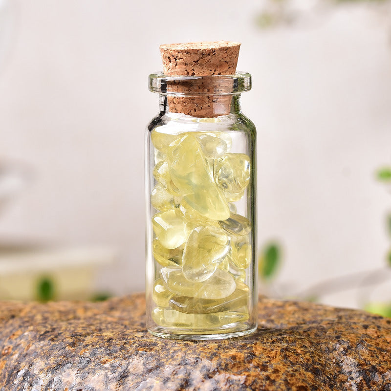 Natural Gravel Glass Wishing Bottle - Crystal Mineral Home Decor