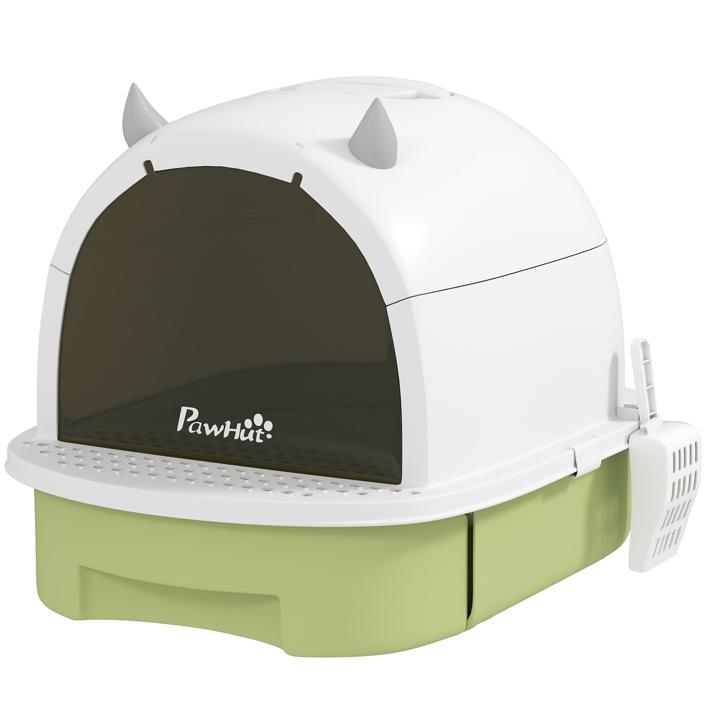 Covered Cat Litter Box with Lid, Scoop & Deodorizing Bags - Green, 410x180x520mm