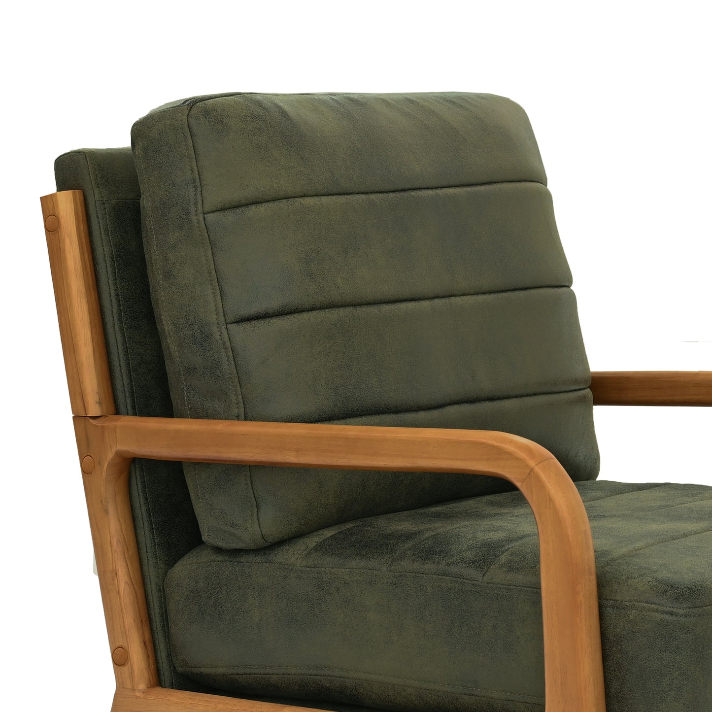 Mid-Century Modern Olive Green Fabric Armchair