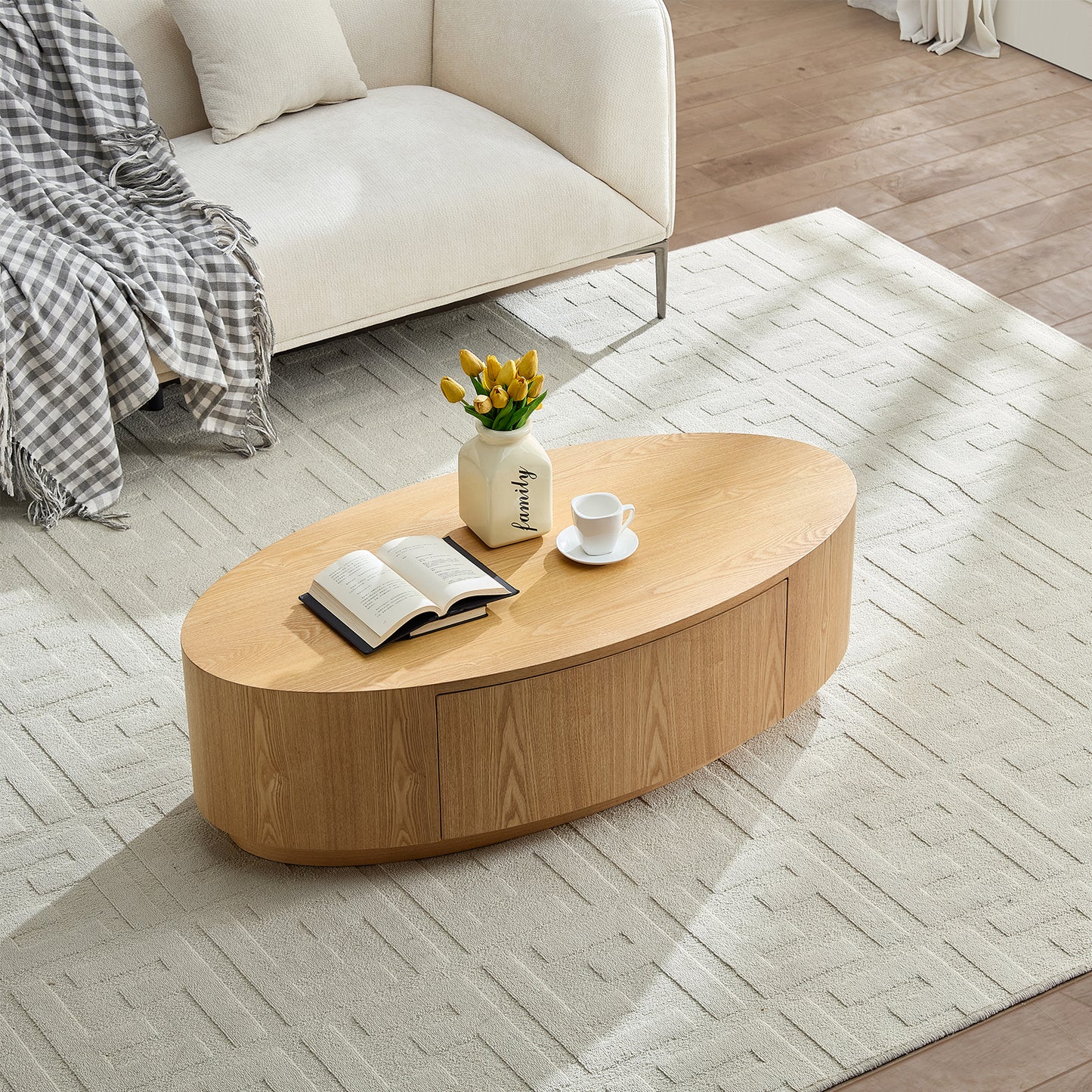 Modern Luxury Oval Coffee Table, Elegant Living Room Accent Piece,No