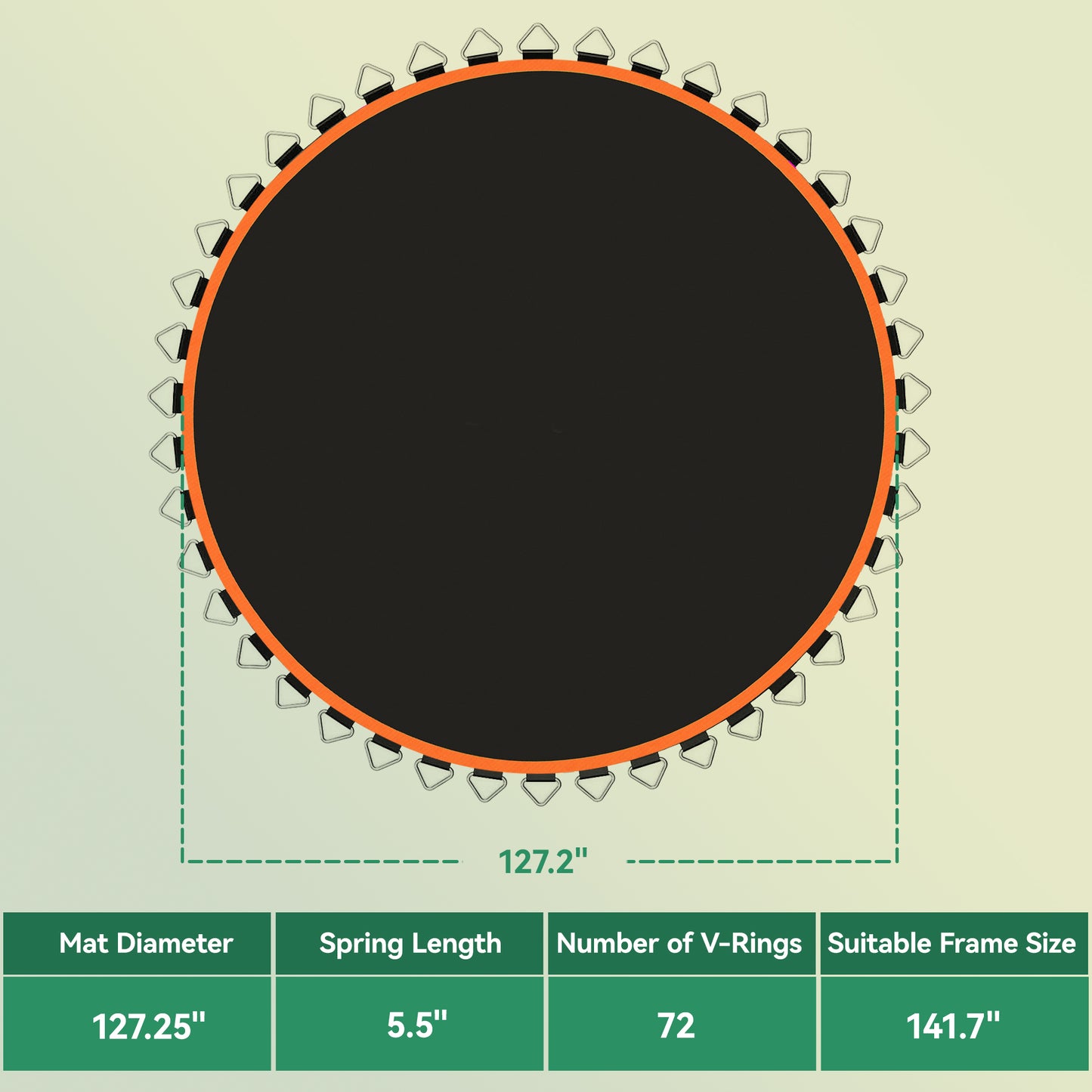 Trampoline Replacement Mat for 12' Frame - Orange, 72 V-Hooks