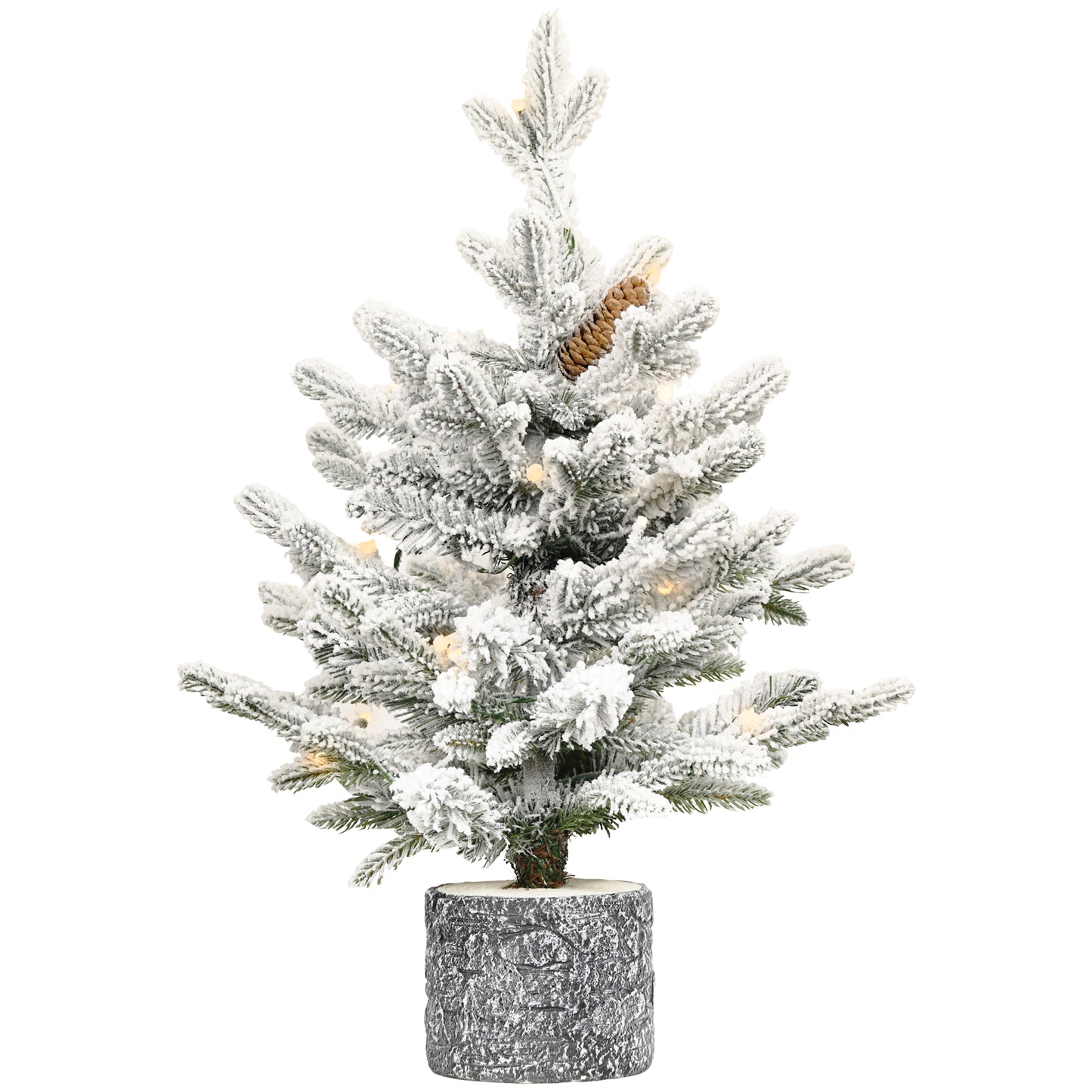 Pre-lit Potted Flocked Christmas Tree with LED Lights - Multiple Heights