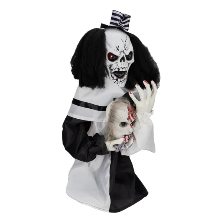 1.8ft Sound-Activated Scary Clown Halloween Decoration