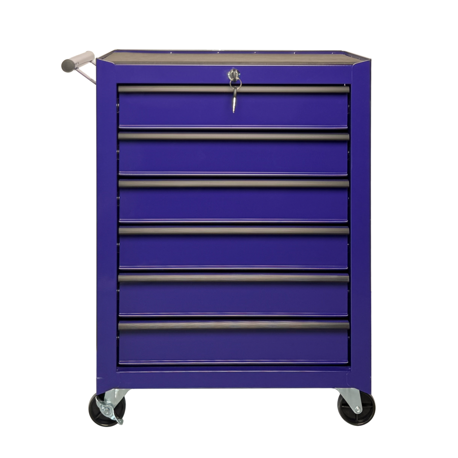 Rolling Metal Tool Chest with 6 Drawers - 20" Steel Storage - Purple
