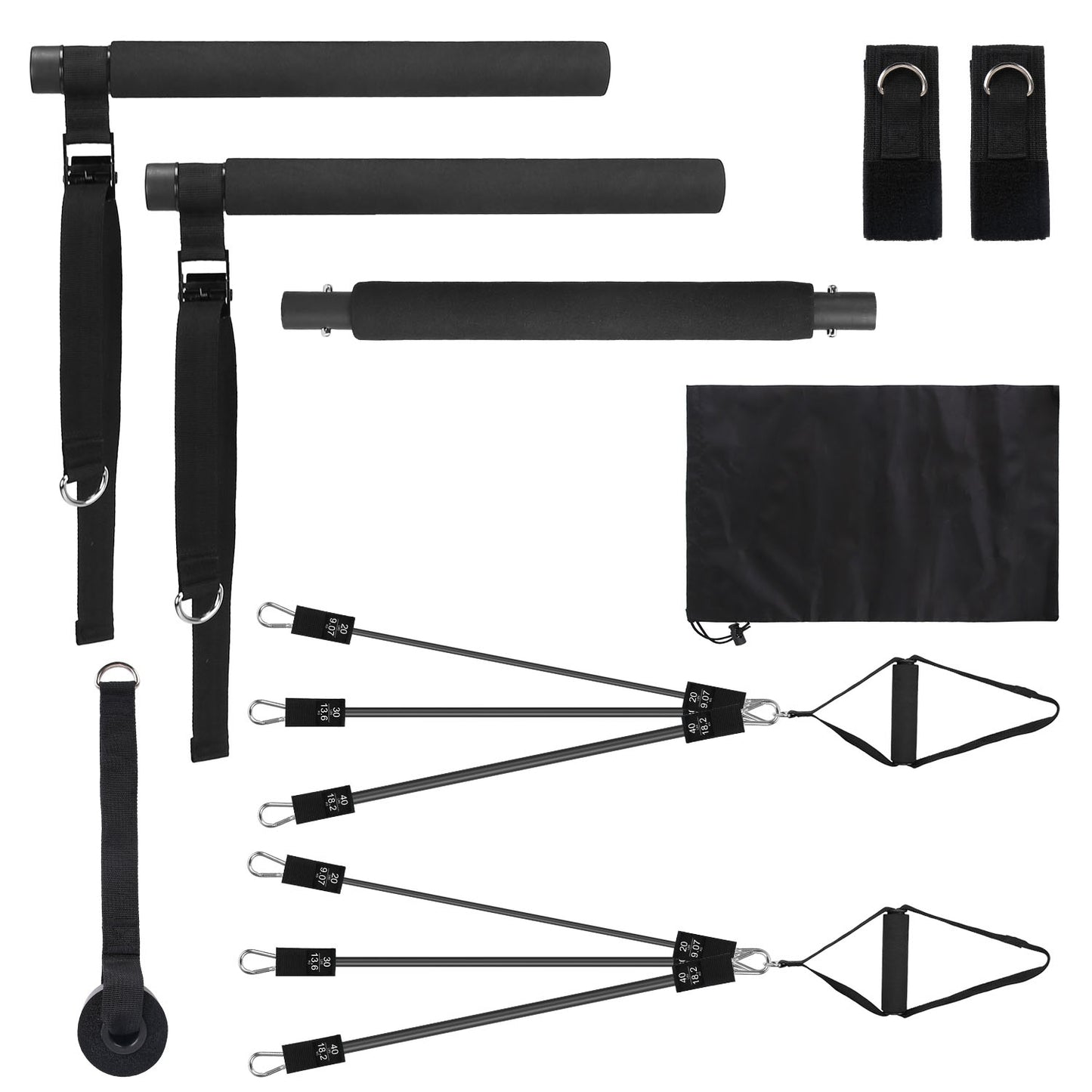 Multifunctional Pilates Bar Kit with Elastic Resistance Bands