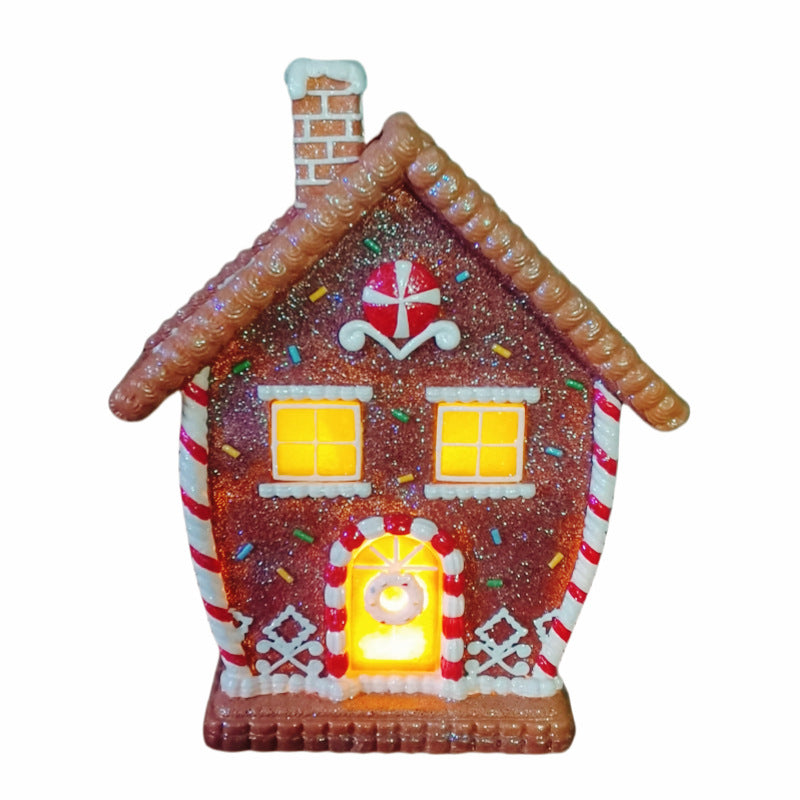 Christmas Gingerbread Man Decoration with Light - Resin Holiday Ornament