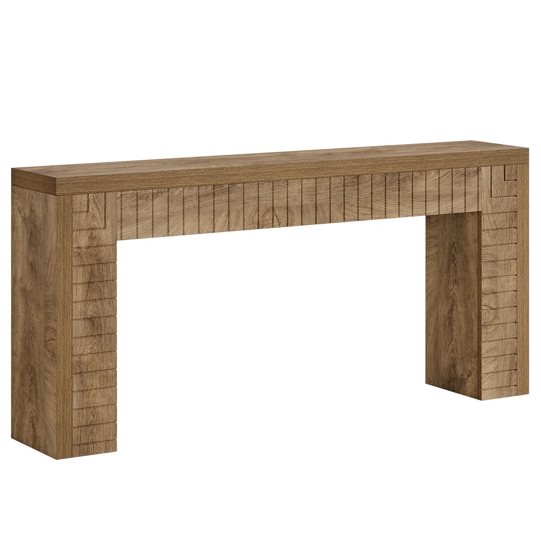 Farmhouse Console Table - Rustic Sofa Table with Engraved Design