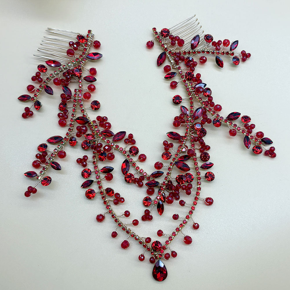 Handmade Forehead Hair Comb Pendant with Rhinestones – Multiple Colors