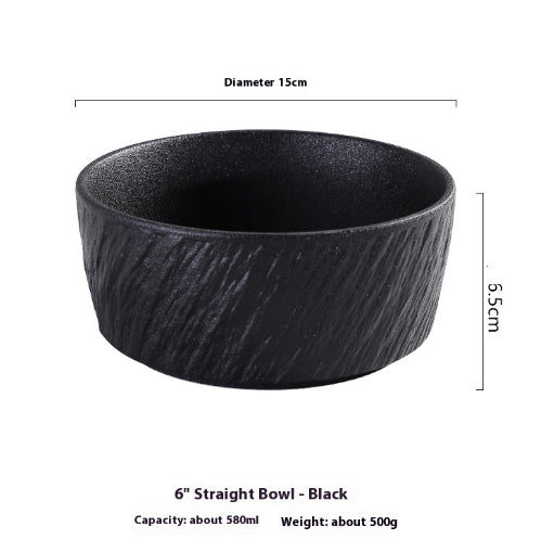 Ceramic Straight Body Rice Noodle Bowl Nordic Style Kitchen Storage Set