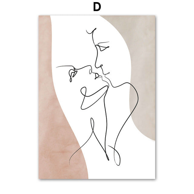 Girls Abstract Nordic Canvas Wall Art for Living Room & Bedroom