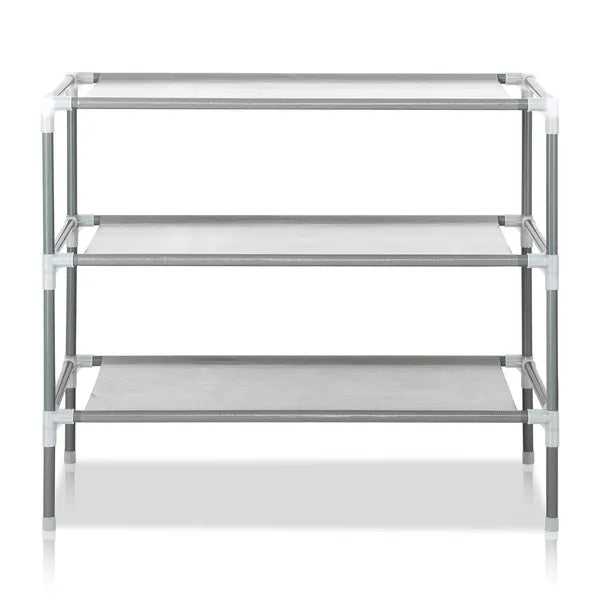 Simple Assembly 3 Tiers Non-woven Fabric Shoe Rack Gray