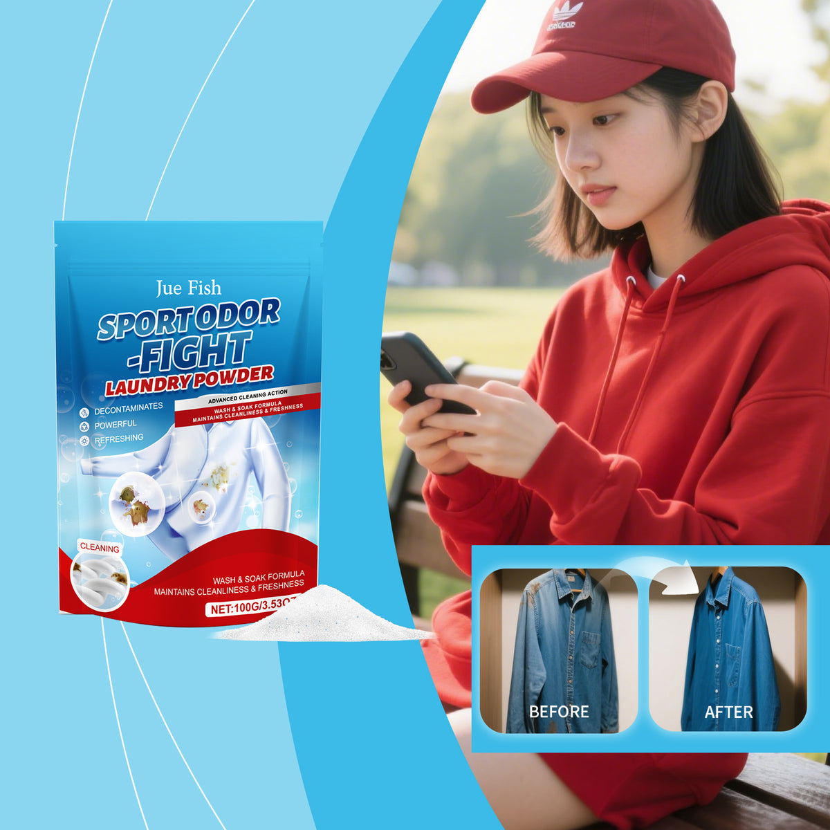 Clothing Stain Remover Powder 100g - Fabric & Garment Cleaner