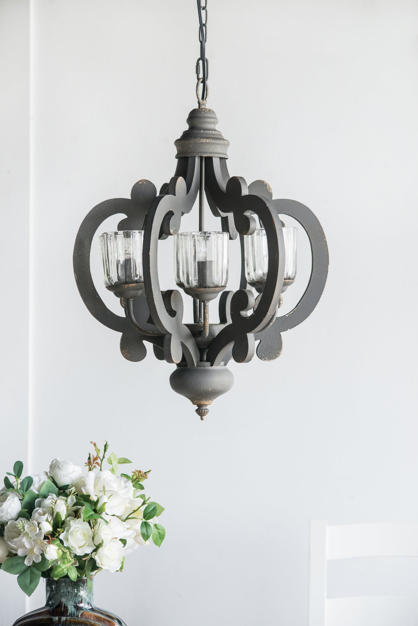 Farmhouse Chandelier, 6-Light Wood Chandelier Pendant Light Fixture
