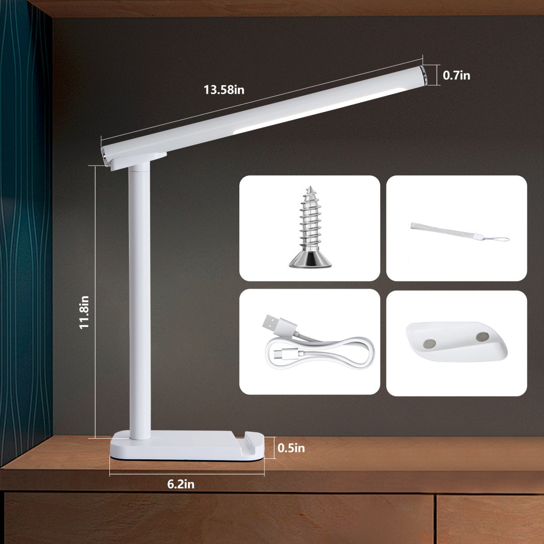 Adjustable LED Desk Lamp with USB Charging Port & Dimmable Brightness
