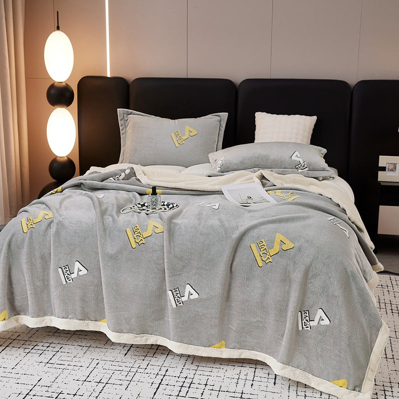 European Cotton Fleece Woolen Blanket - Thickened Warm Bed Sheet for All Seasons