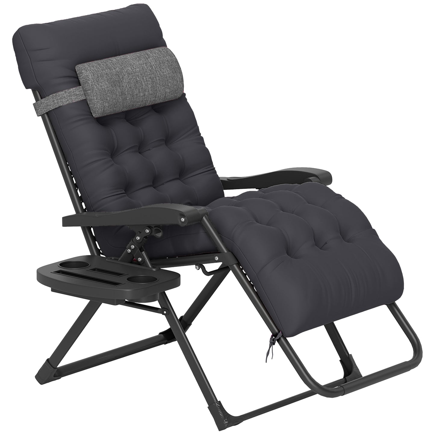 Folding Zero Gravity Chair with Cup Holder - Black