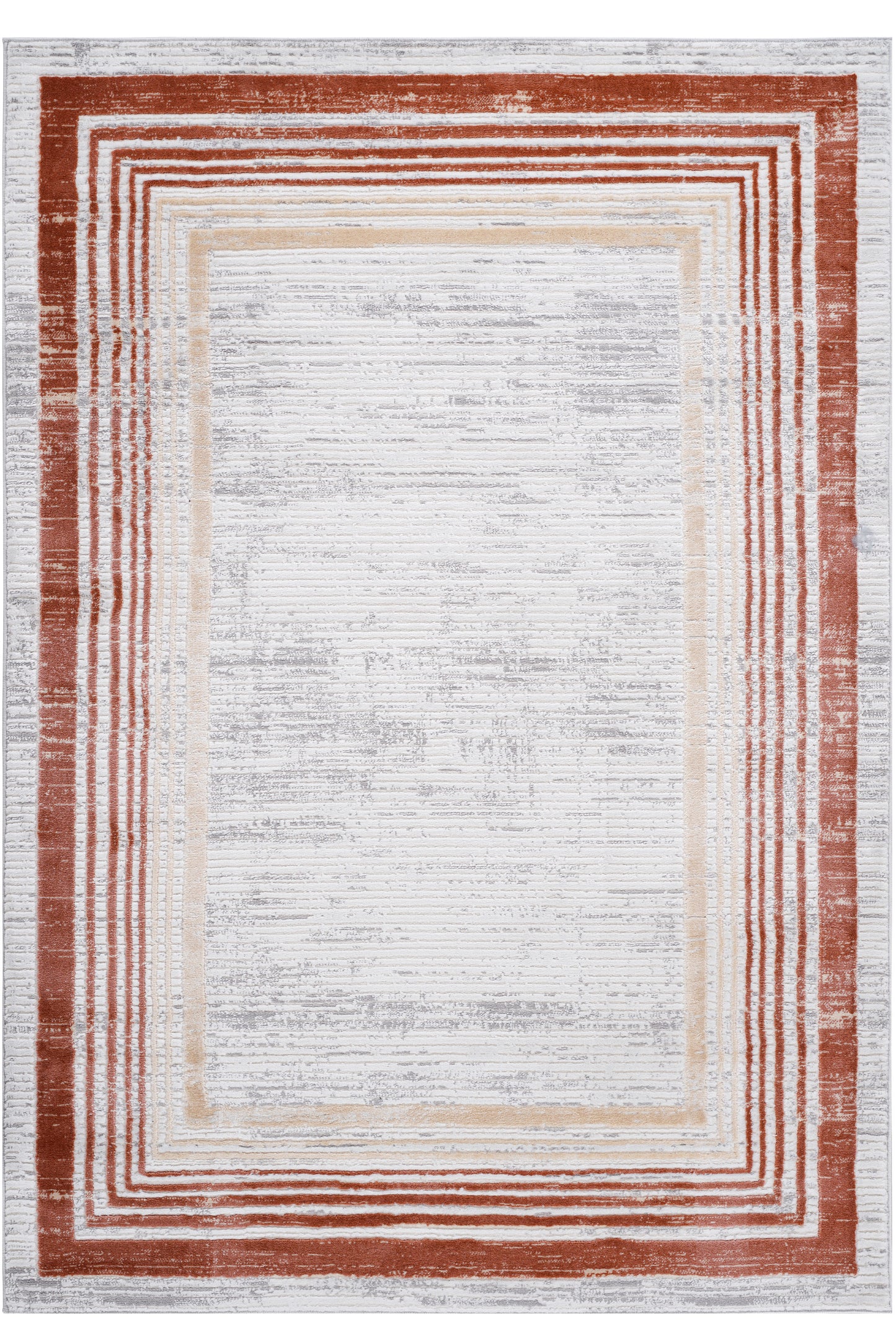 MARFI 5X7 Brown Ivory Bordered Area Rug