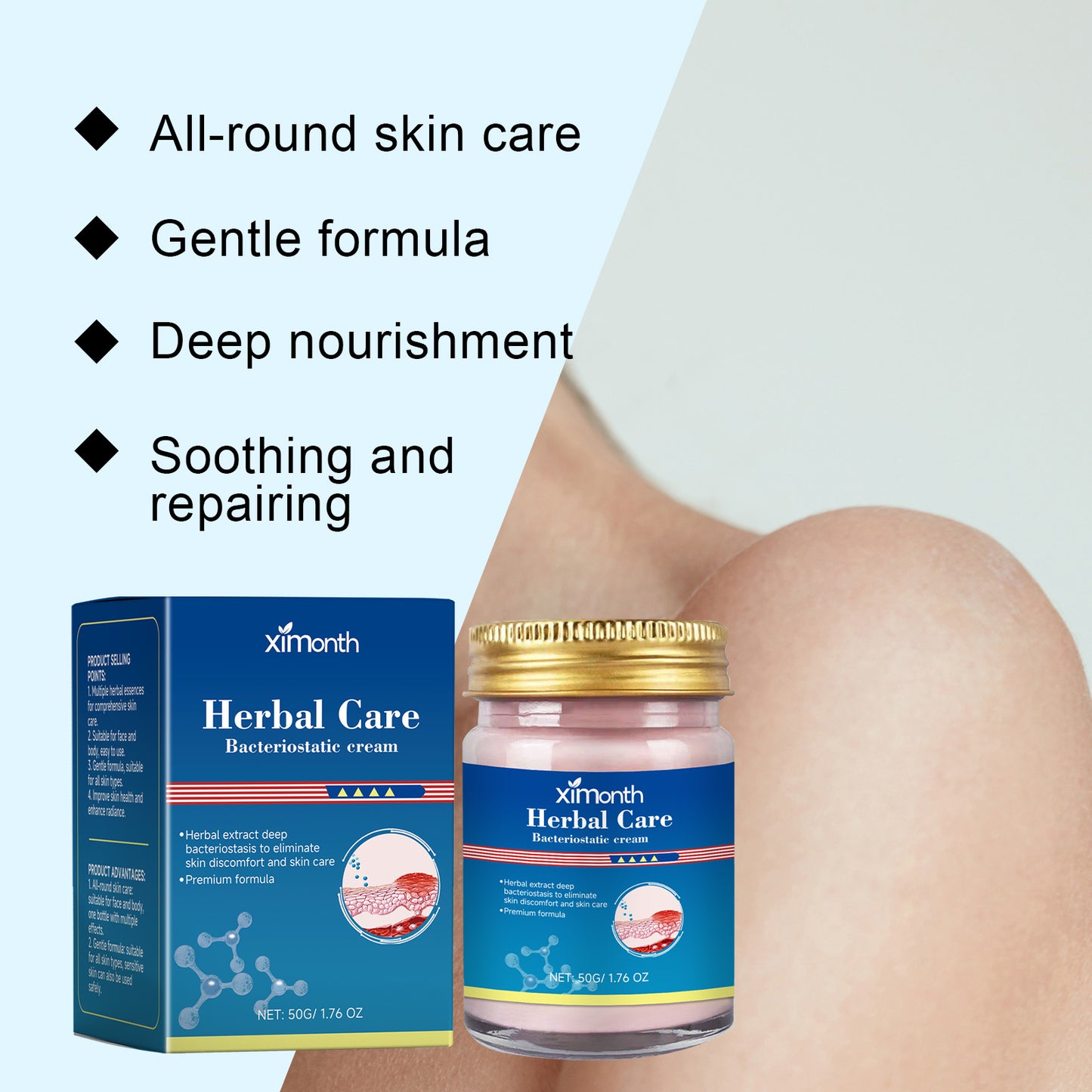 Herbal Skin Repair Cream - Soothing Moisturizer for Face and Body