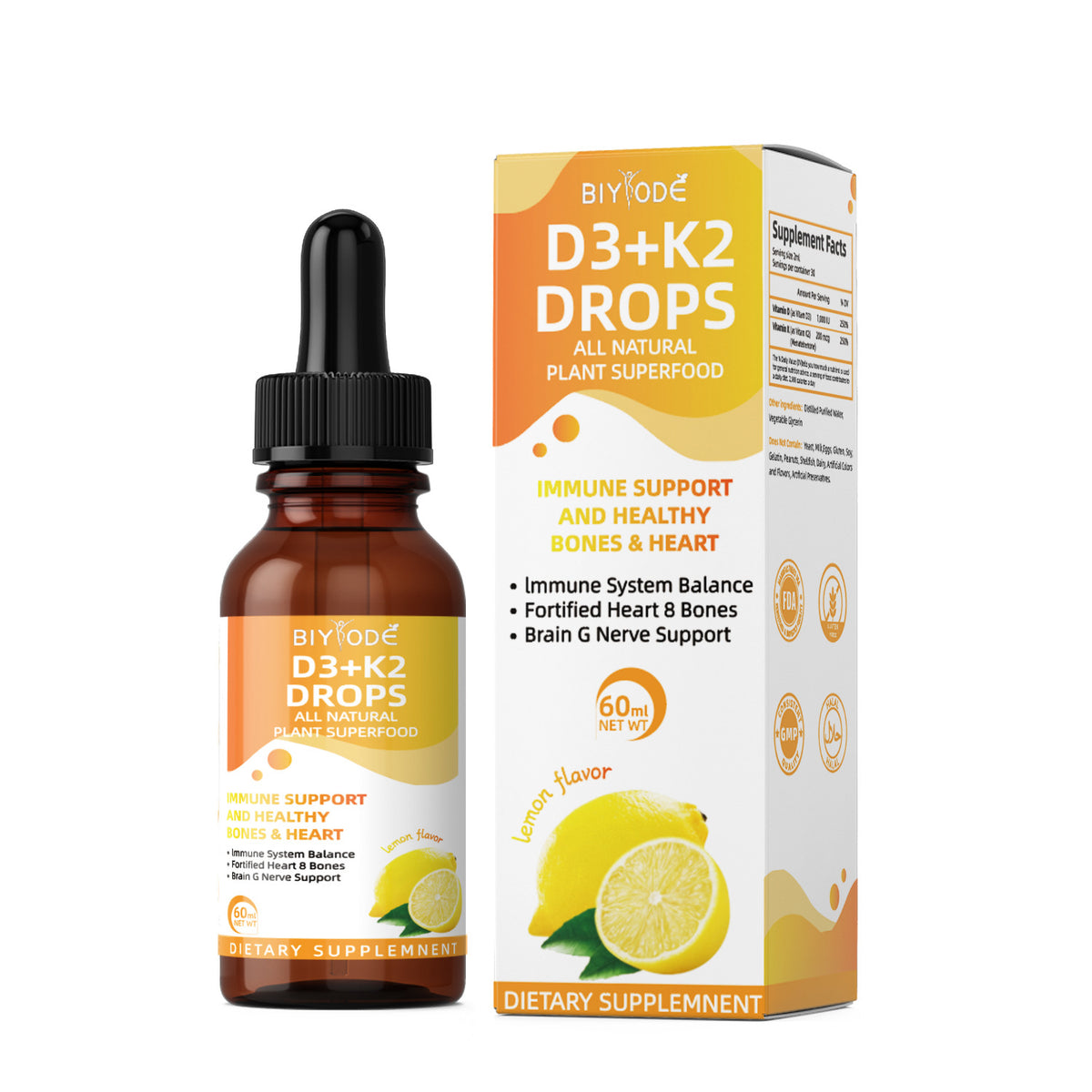 Vitamin D3 K2 Drops - 60ml Liquid Supplement