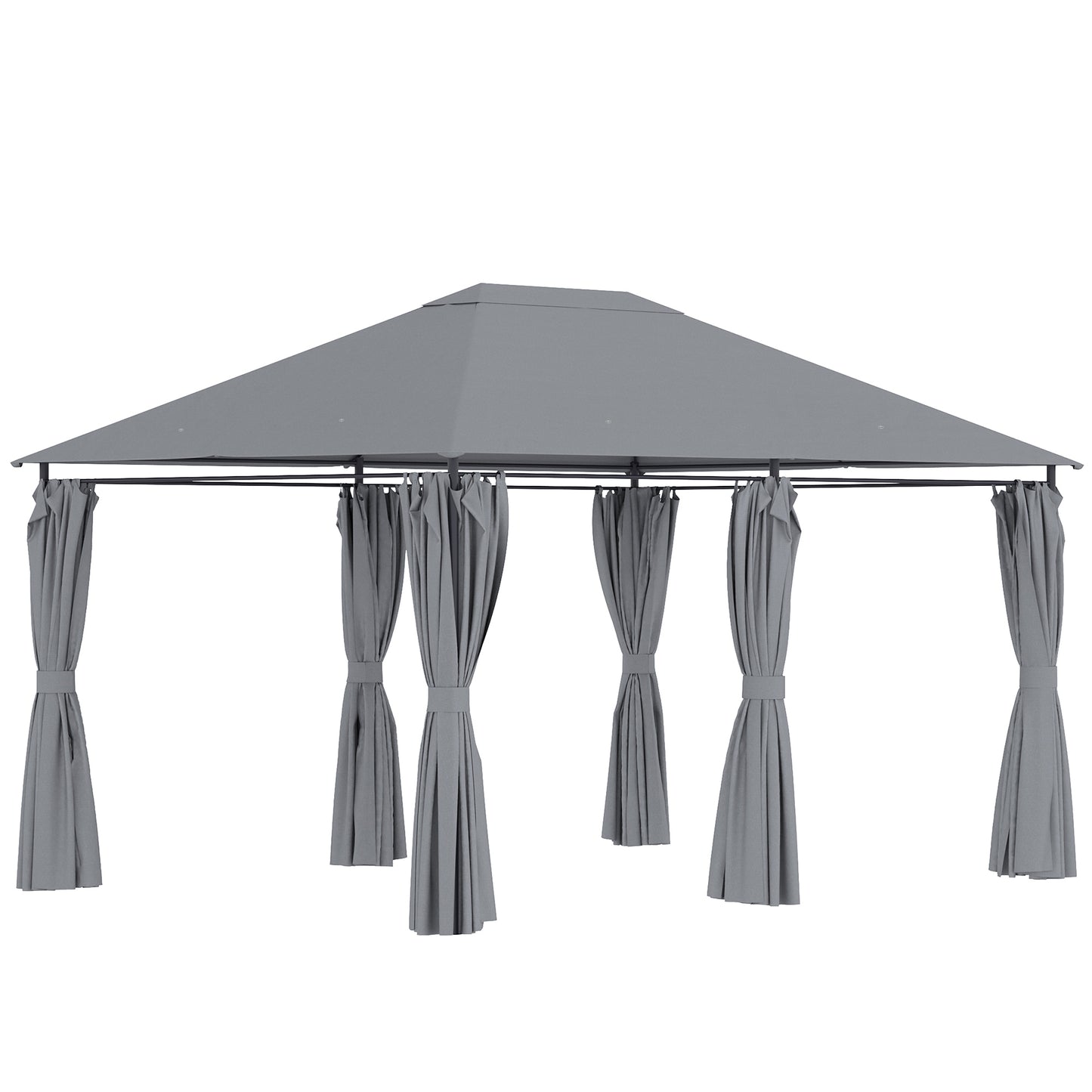 10x13 Outdoor Patio Gazebo Canopy with 6 Sidewalls - Gray
