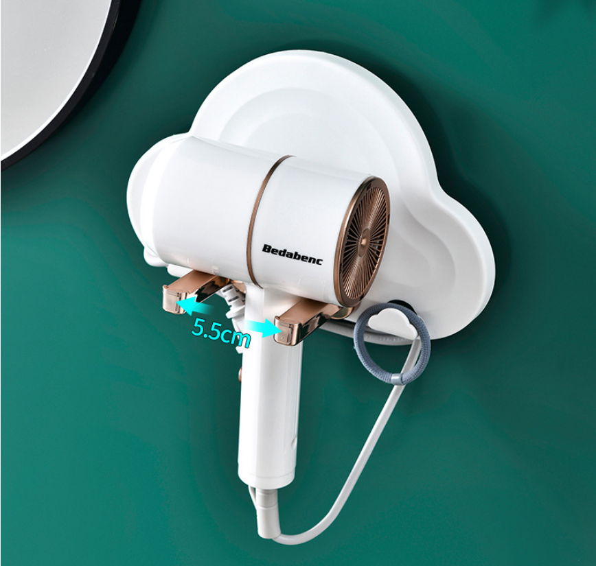 Foldable Hair Dryer Hanger for Bathroom Storage - Non-Perforated, Space Saving