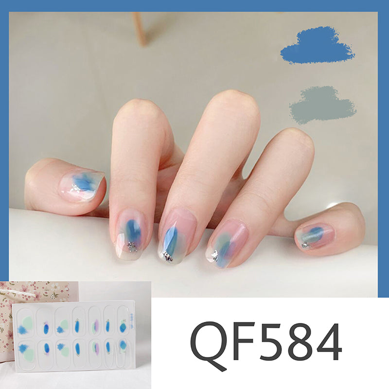 Waterproof Nail Art Stickers - 14pcs Durable Eco-Friendly Decals for Nails