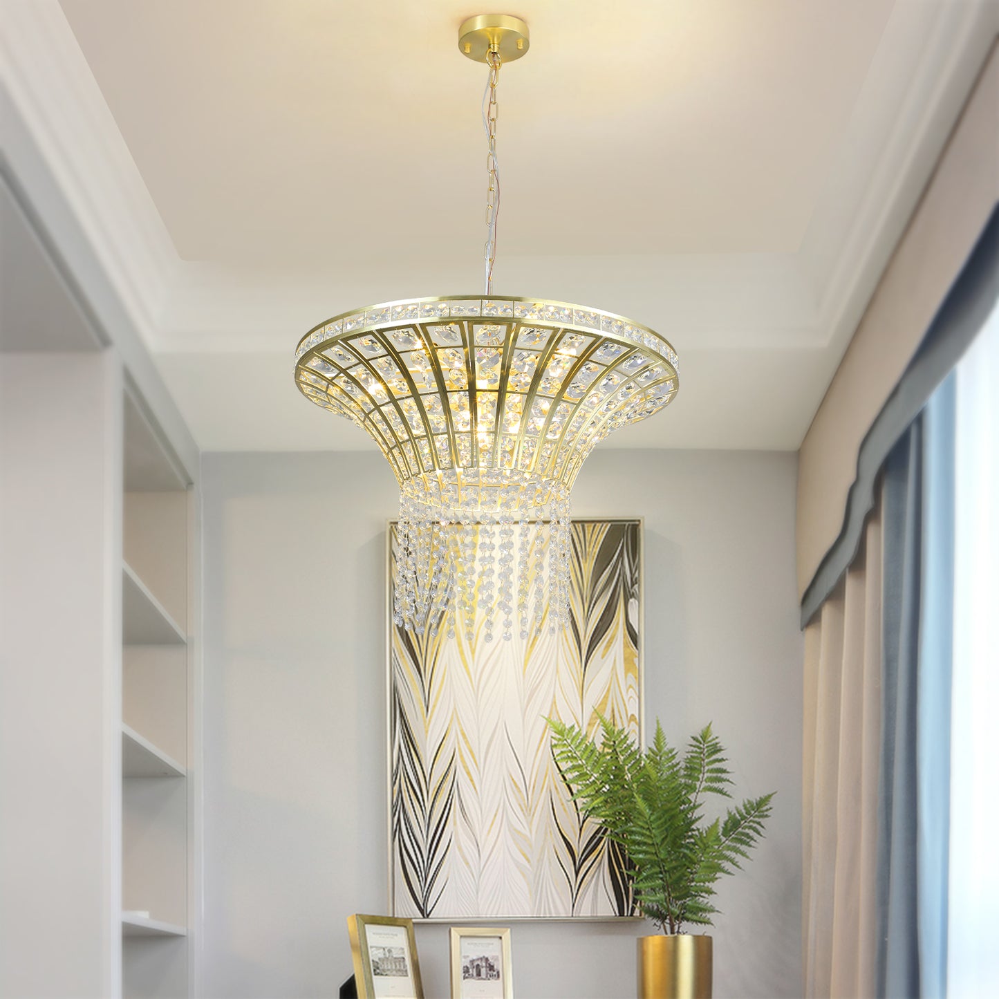 Crystal Waterfall Chandelier - 8-Light, 23.6" Wide