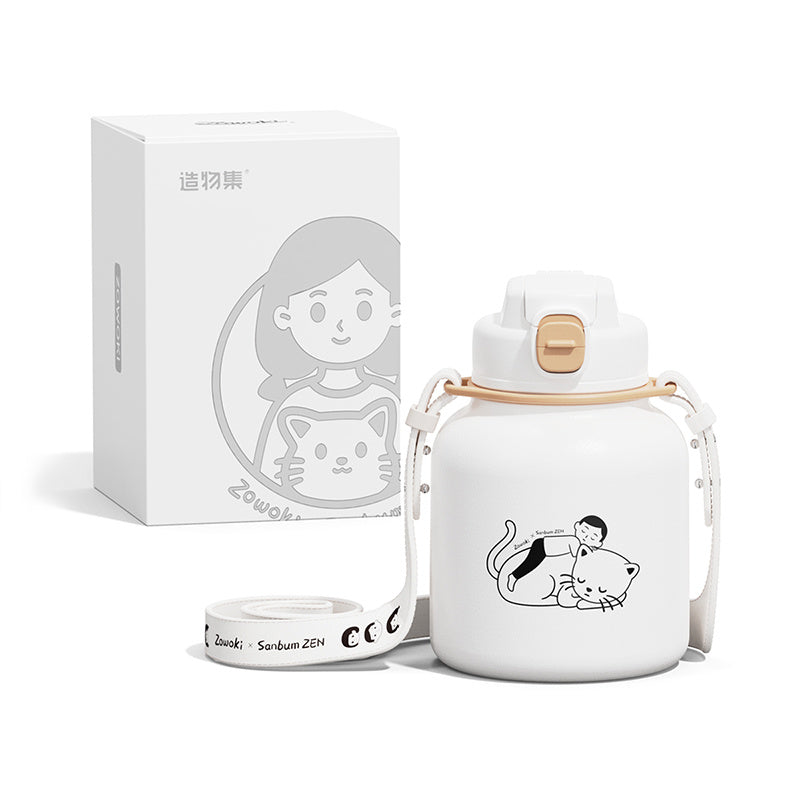Large Capacity Cute Belly Cup - Food Grade PP and Stainless Steel Drinkware