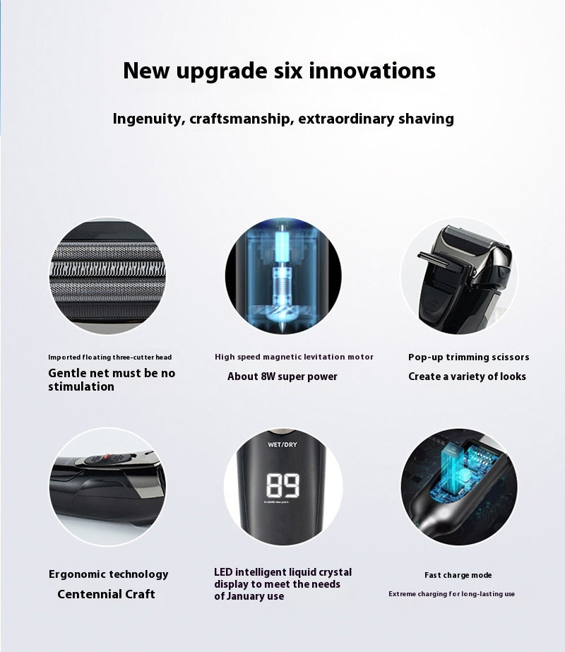 Electric Shaver with LED Display - Rechargeable