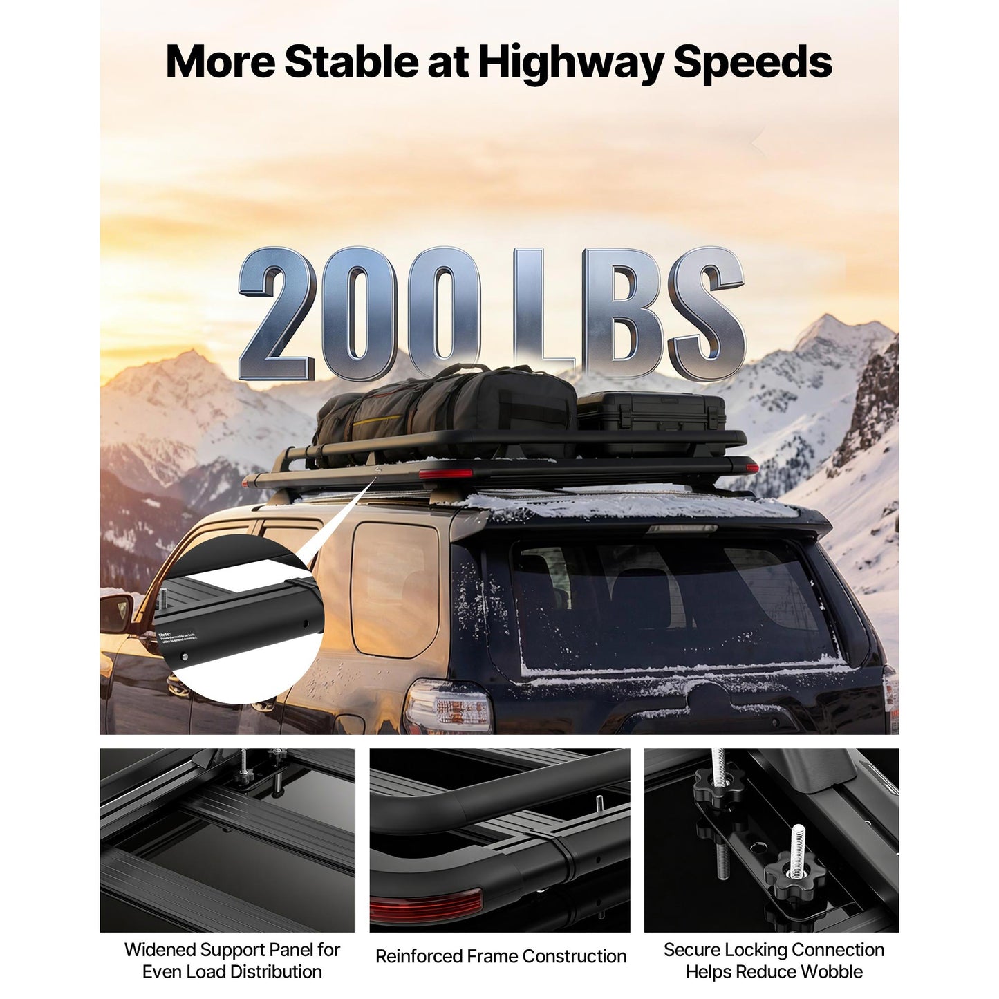 Heavy Duty Roof Rack Cargo Basket 64x39x4.53 Inches With Extension - All-Weather Vehicle Carrier, 200 Lb Capacity