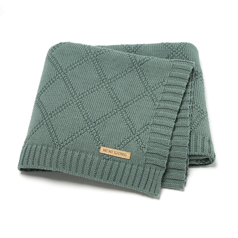 Baby Knitted Blanket 70x90cm Cotton Solid Color Bedding for Toddler