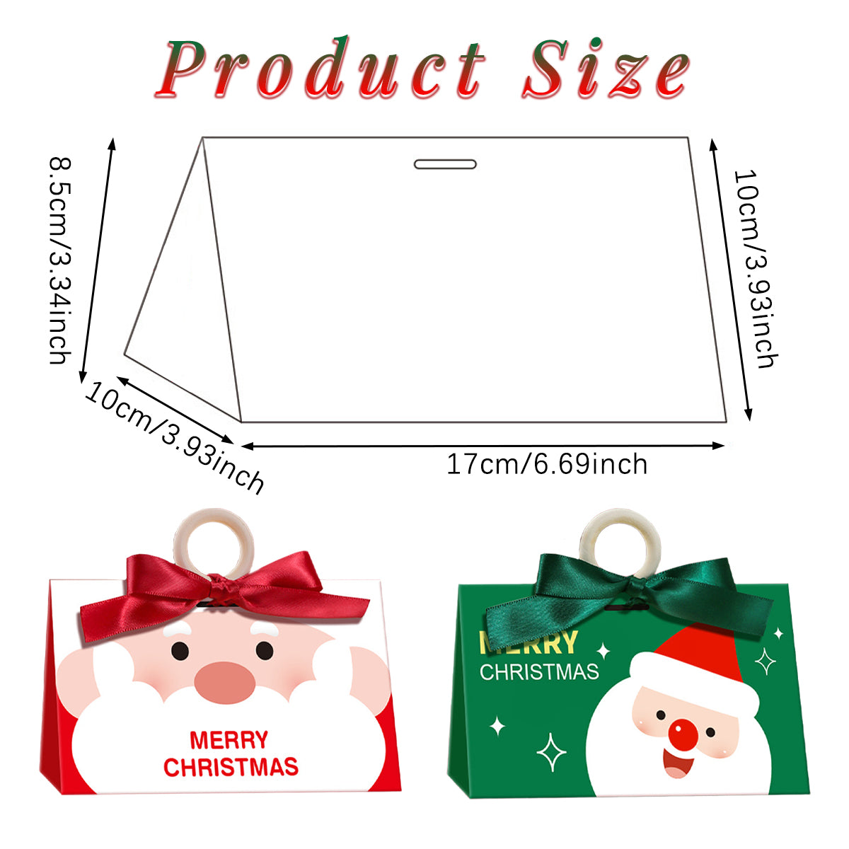 Christmas Candy Boxes - 10 Pack with Ribbons