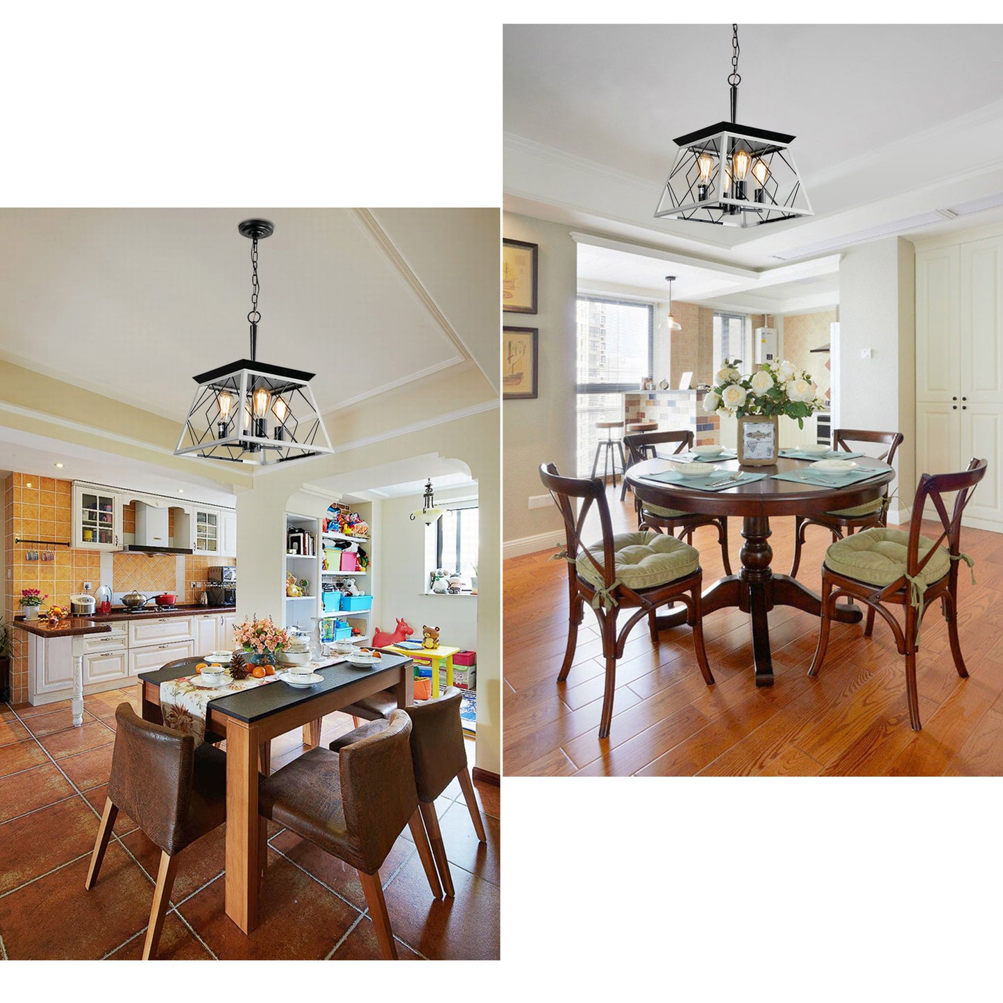 4-Light Farmhouse Chandelier - Rustic Metal Design for Dining Room