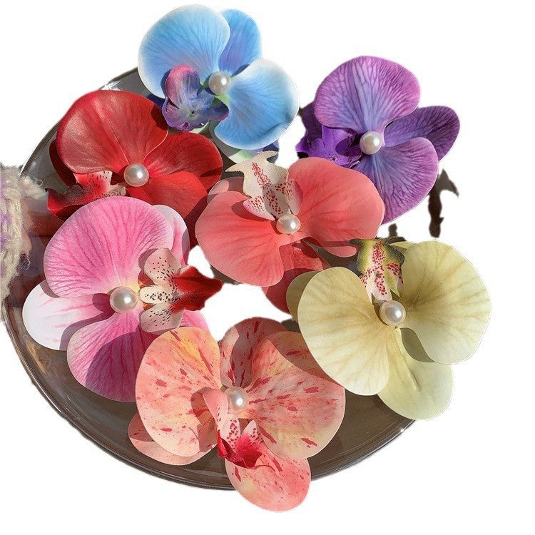 Elegant Butterfly Orchid Hair Clip - Floral Side Grip for Women