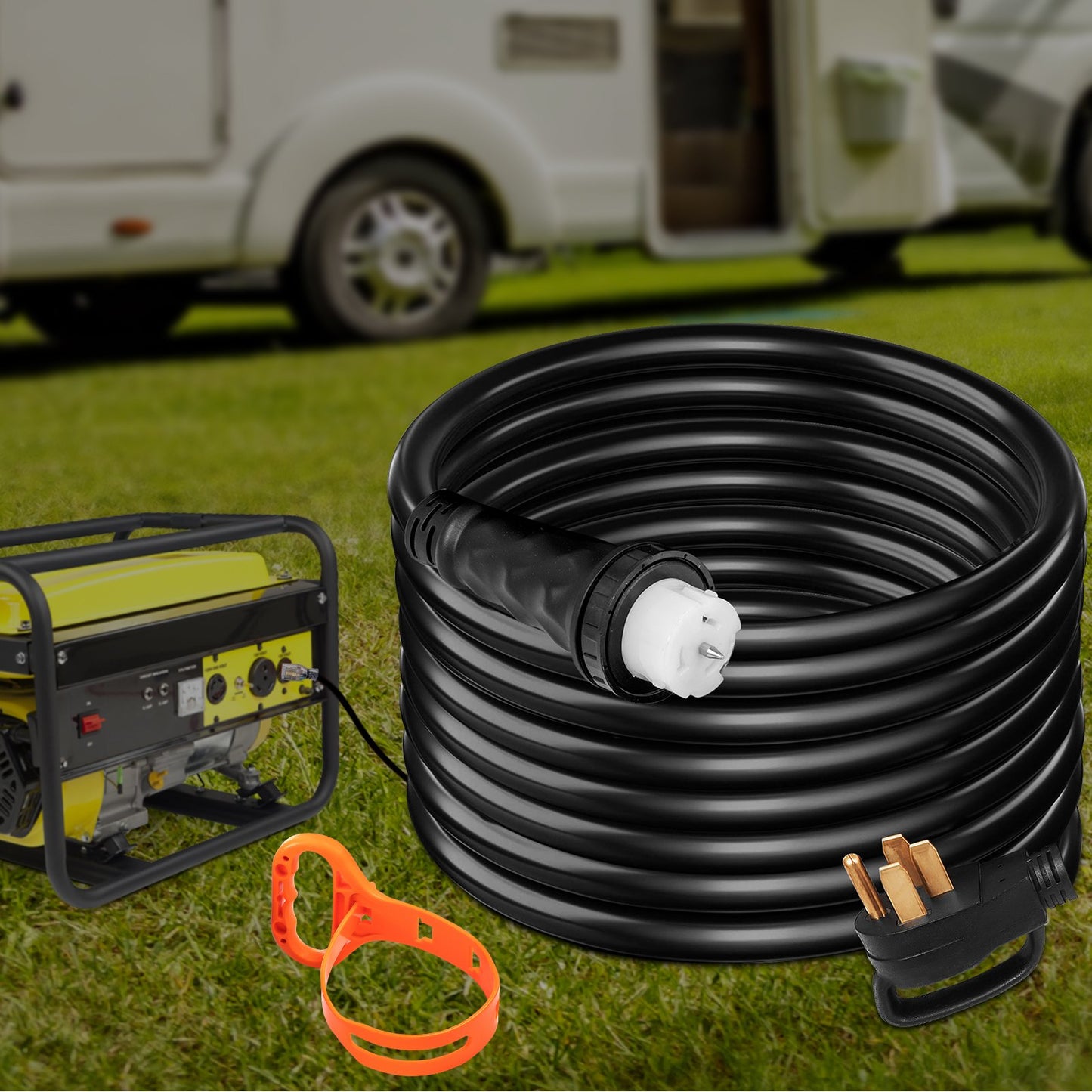 25Ft 50Amp Generator Extension Cord with Twist Lock Connectors - Heavy Duty Power Cable